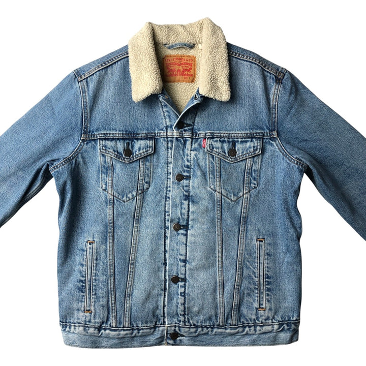 Levi's denim fleece jacket, men's size L cotton blue type Vintage Second Hand