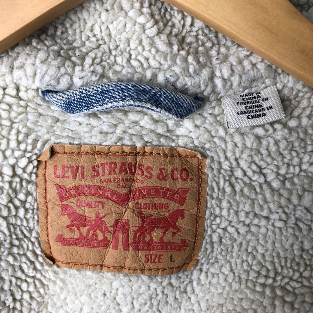 Levi's denim fleece jacket, men's size L cotton blue type Vintage Second Hand