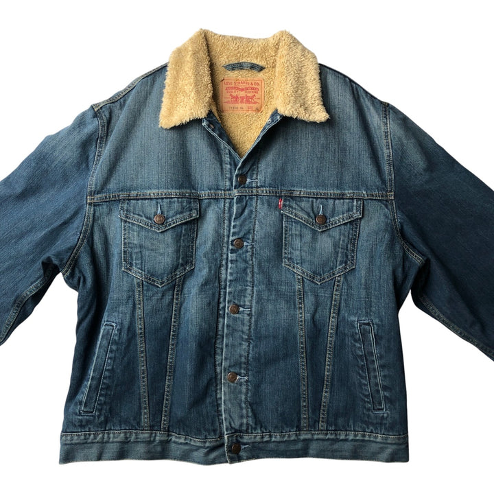 2000'S Levi's 71550-0439 Euro Model Denim Boa Jacket, Men's Size XL (approx.) cotton blue type Vintage Second Hand