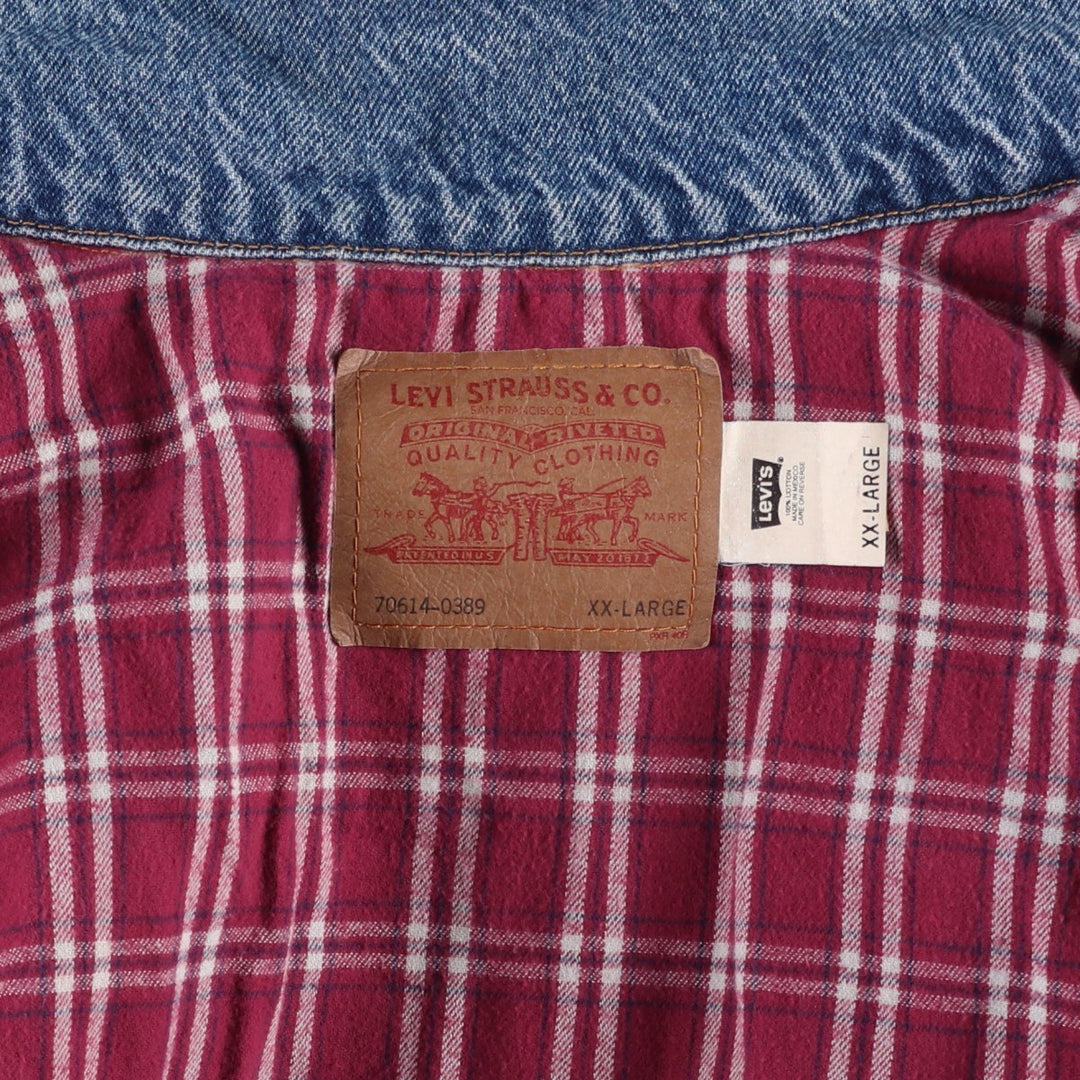 1990'S Levi's 70614-0389 Denim Jacket, Men's XXL equivalent, Vintage cotton blue type Vintage Second Hand
