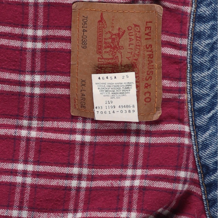 1990'S Levi's 70614-0389 Denim Jacket, Men's XXL equivalent, Vintage cotton blue type Vintage Second Hand