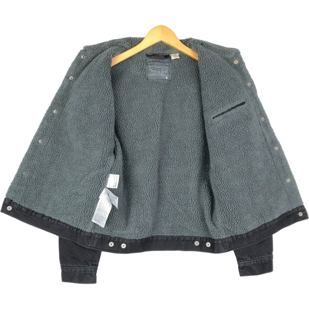Levi's padded black denim fleece jacket, men's size M. cotton black type Vintage Second Hand