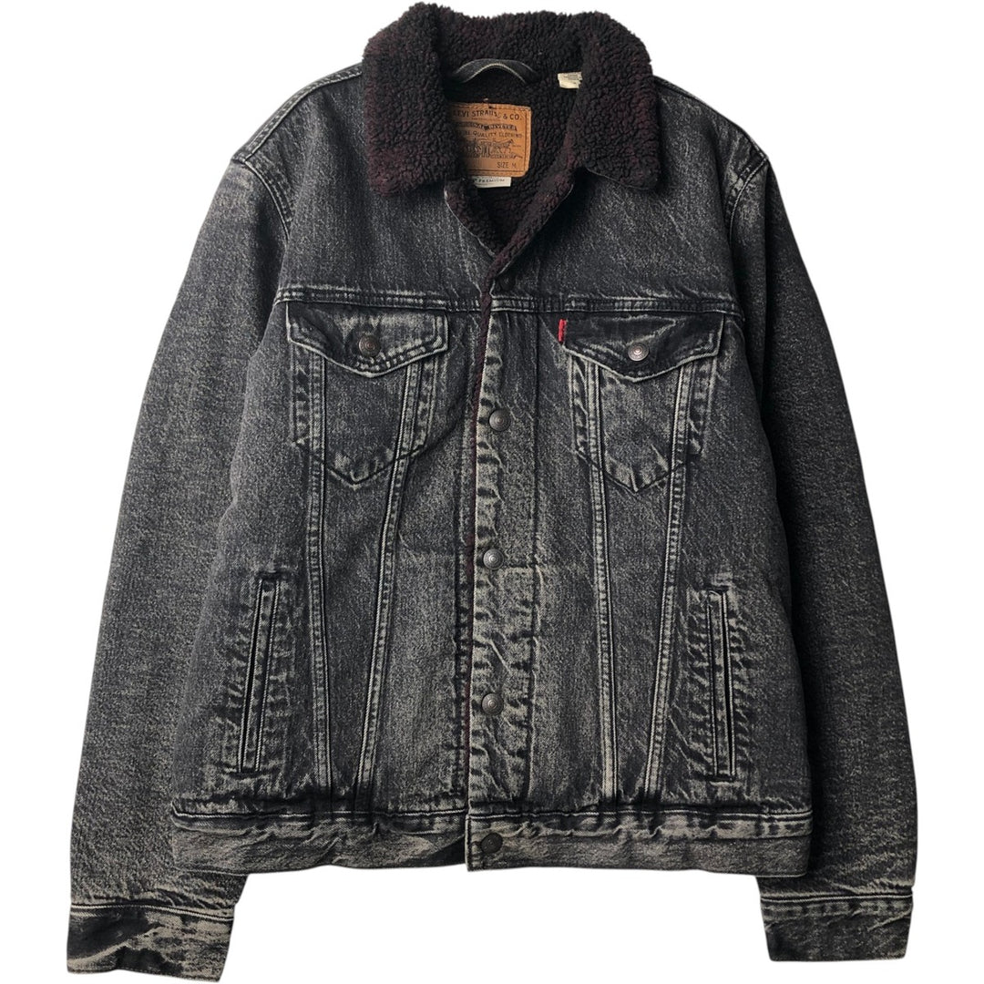 Levi's Premium Justin Timberlake Fresh Leaves Padded Black Denim Boa Jacket (Men's Size M) cotton black type Vintage Second Hand