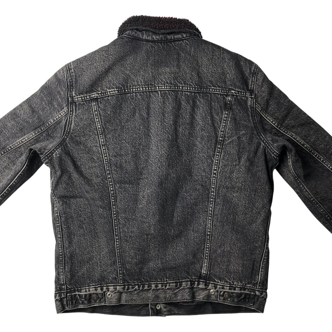 Levi's Premium Justin Timberlake Fresh Leaves Padded Black Denim Boa Jacket (Men's Size M) cotton black type Vintage Second Hand