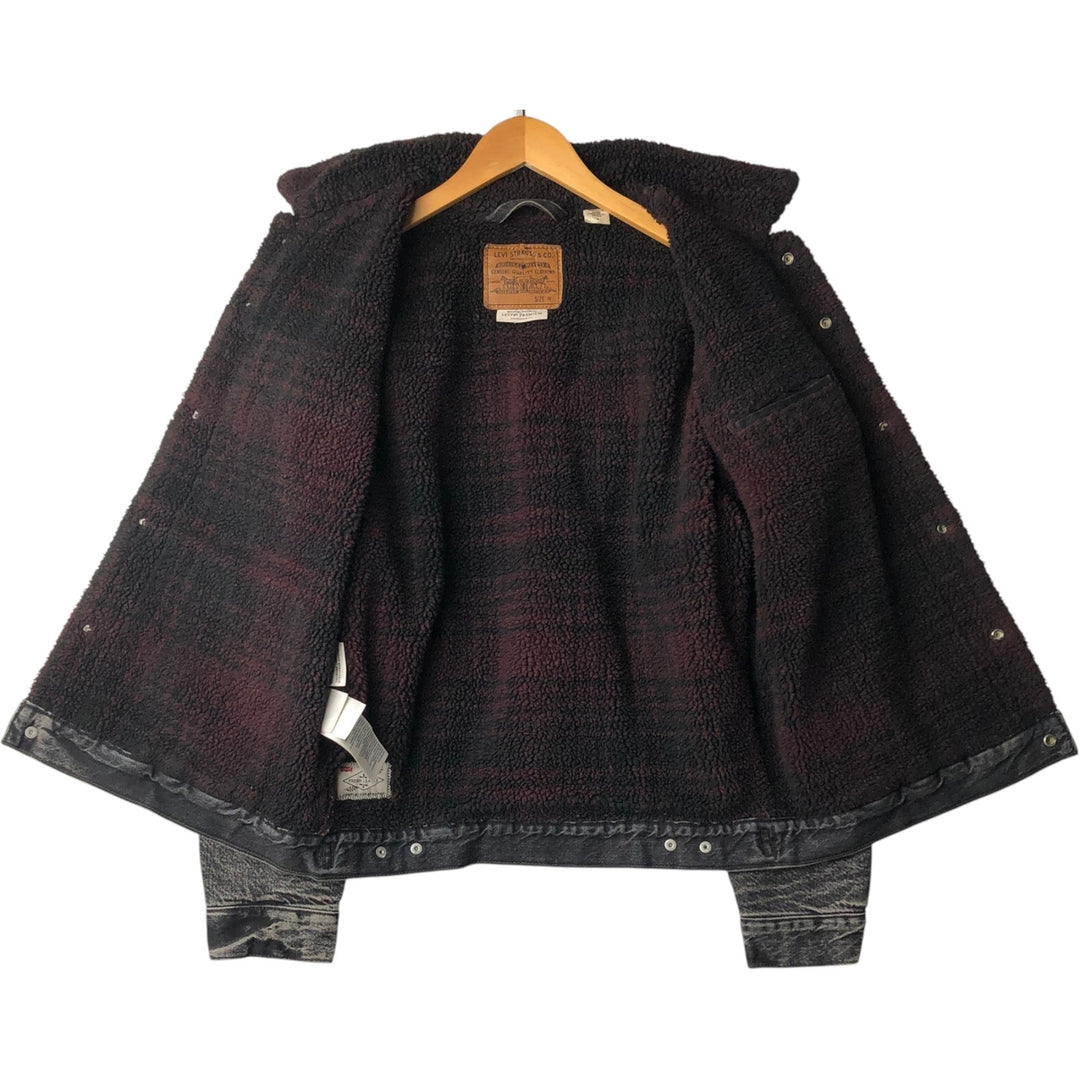 Levi's Premium Justin Timberlake Fresh Leaves Padded Black Denim Boa Jacket (Men's Size M) cotton black type Vintage Second Hand