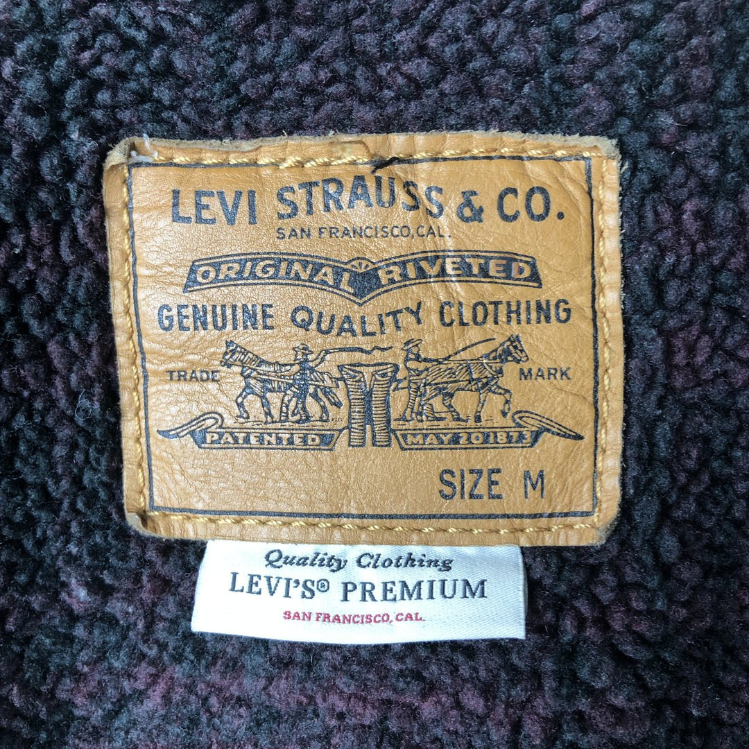 Levi's Premium Justin Timberlake Fresh Leaves Padded Black Denim Boa Jacket (Men's Size M) cotton black type Vintage Second Hand