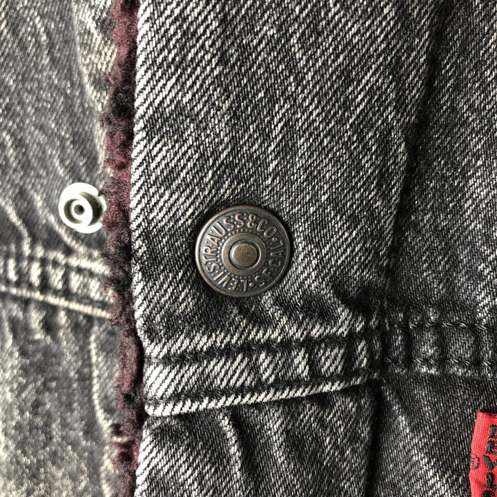 Levi's Premium Justin Timberlake Fresh Leaves Padded Black Denim Boa Jacket (Men's Size M) cotton black type Vintage Second Hand