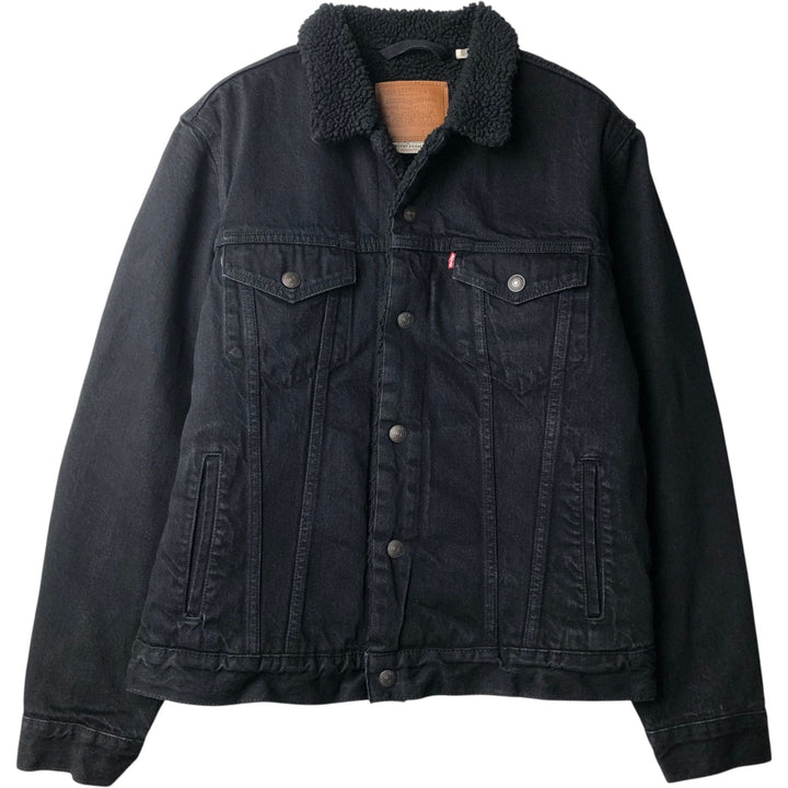 Levi's LEVI'S PREMIUM Euro Model Padded Black Denim Boa Jacket, Men's Size M cotton black type Vintage Second Hand