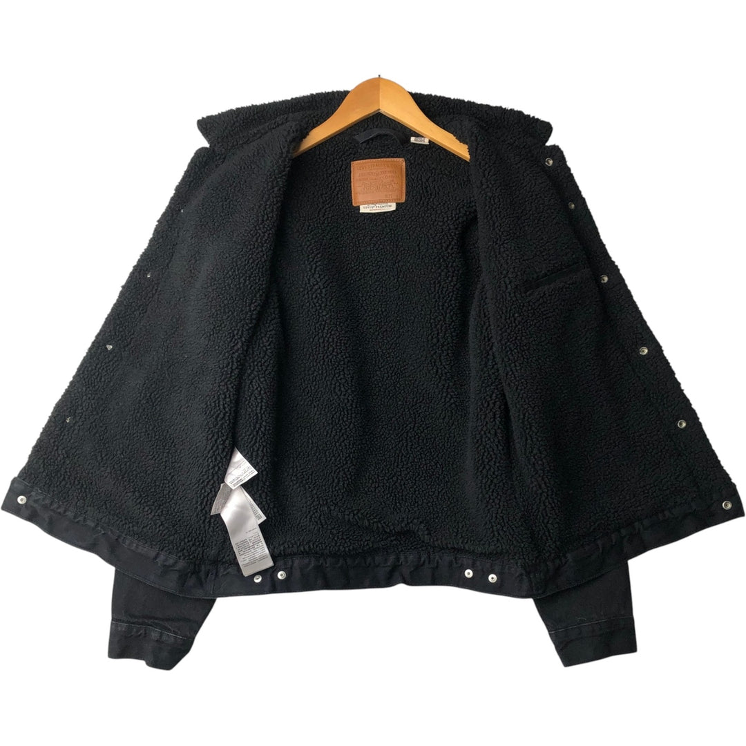 Levi's LEVI'S PREMIUM Euro Model Padded Black Denim Boa Jacket, Men's Size M cotton black type Vintage Second Hand