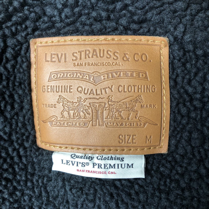 Levi's LEVI'S PREMIUM Euro Model Padded Black Denim Boa Jacket, Men's Size M cotton black type Vintage Second Hand