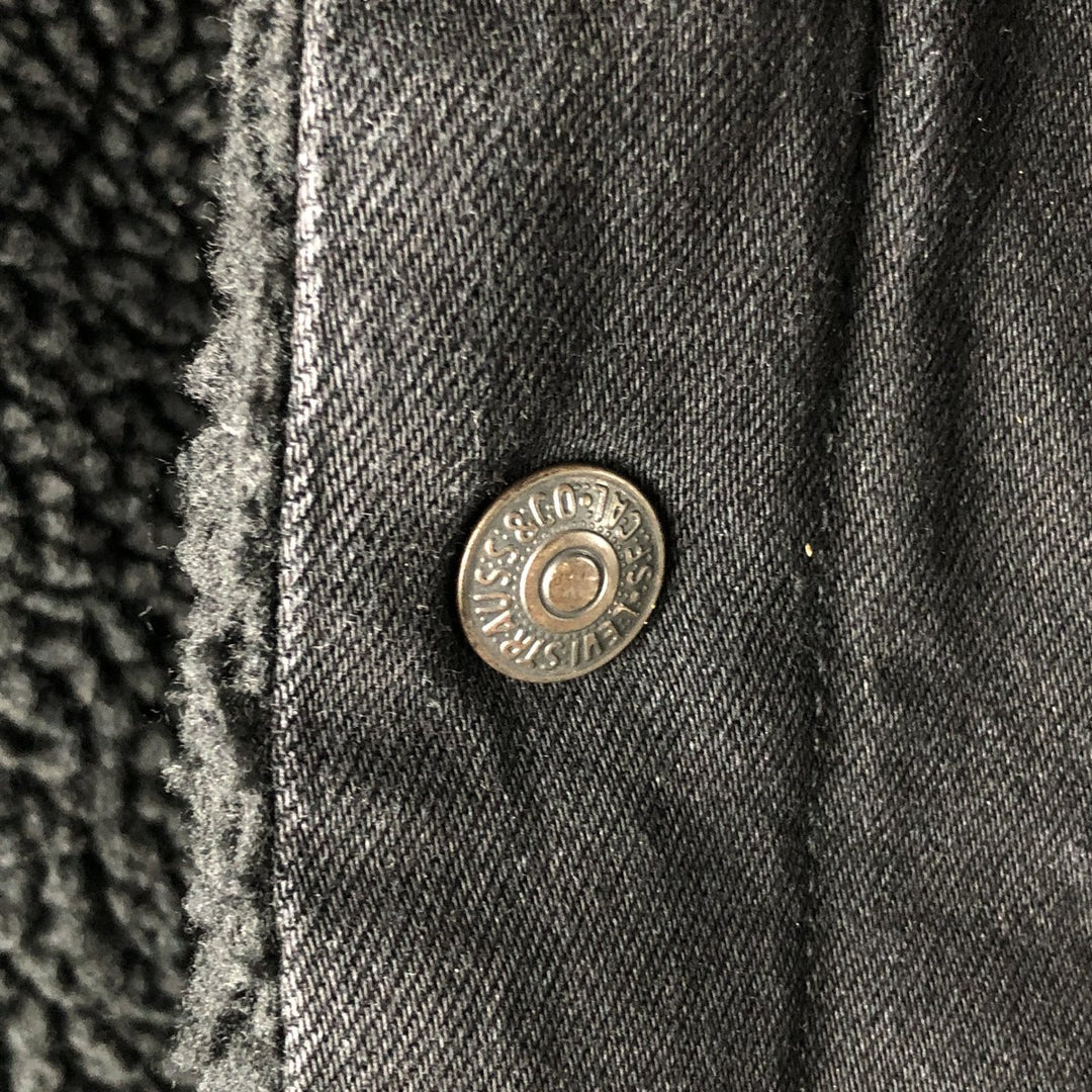 Levi's LEVI'S PREMIUM Euro Model Padded Black Denim Boa Jacket, Men's Size M cotton black type Vintage Second Hand