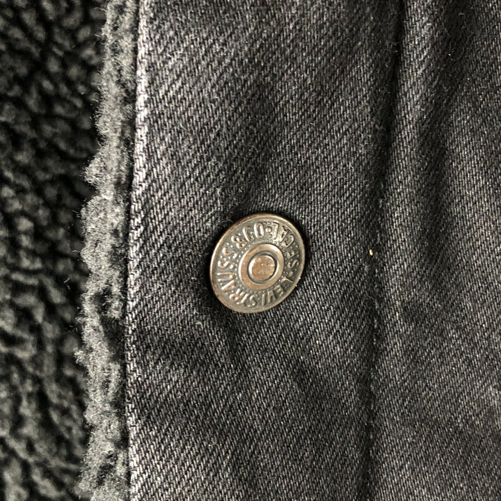 Levi's LEVI'S PREMIUM Euro Model Padded Black Denim Boa Jacket, Men's Size M cotton black type Vintage Second Hand