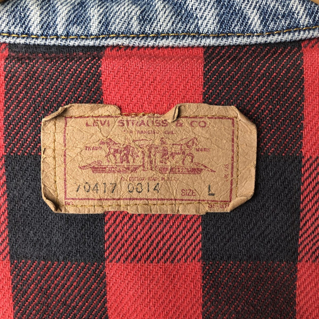 ~90'S Levi's 70417-0814 Denim Jacket, Made in USA, Men's Size L (approx.), Vintage cotton blue type Vintage Second Hand