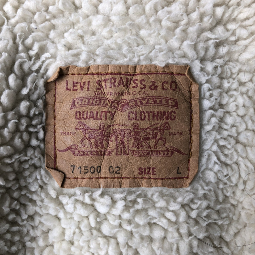 90'S Levi's 71500-0216 Denim Boa Jacket, Men's Size L, Vintage cotton blue type Vintage Second Hand