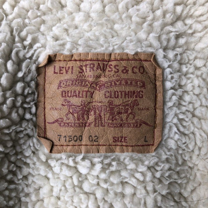 90'S Levi's 71500-0216 Denim Boa Jacket, Men's Size L, Vintage cotton blue type Vintage Second Hand