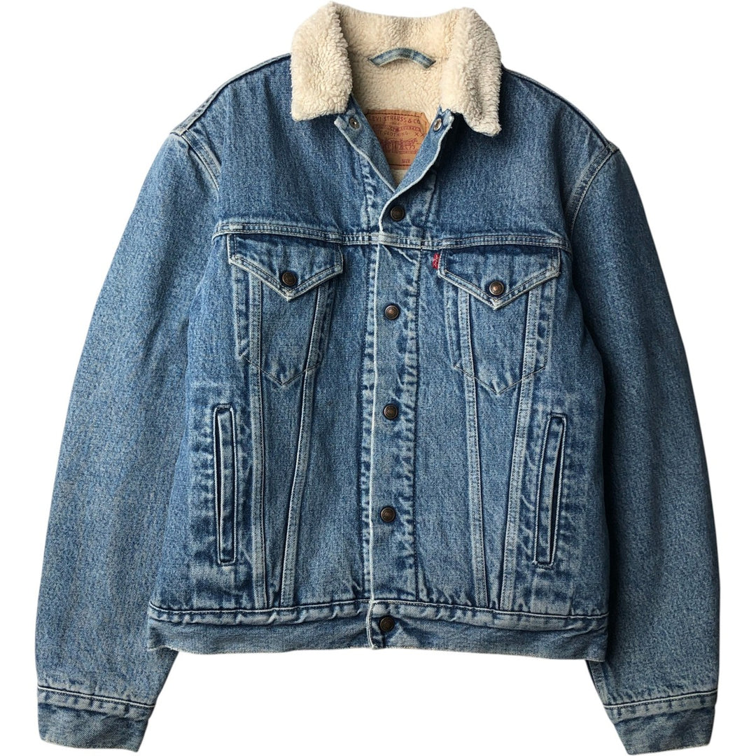 90'S Levi's 70603-0215 Euro Model Denim Boa Jacket, Made in Italy, Men's Size L, Vintage cotton blue type Vintage Second Hand