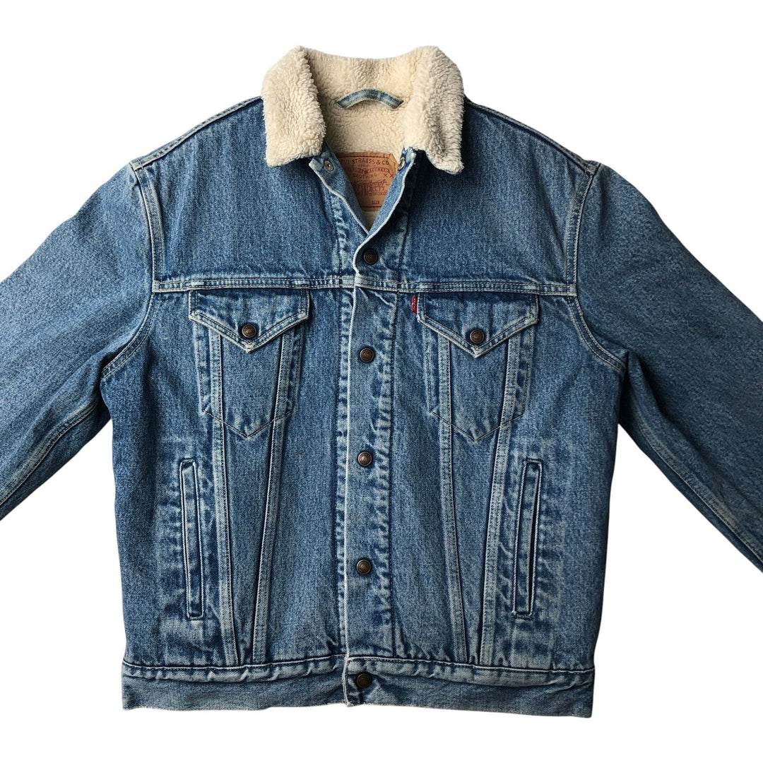 90'S Levi's 70603-0215 Euro Model Denim Boa Jacket, Made in Italy, Men's Size L, Vintage cotton blue type Vintage Second Hand