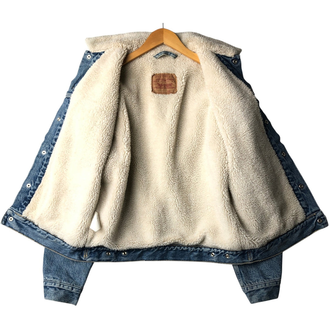 90'S Levi's 70603-0215 Euro Model Denim Boa Jacket, Made in Italy, Men's Size L, Vintage cotton blue type Vintage Second Hand