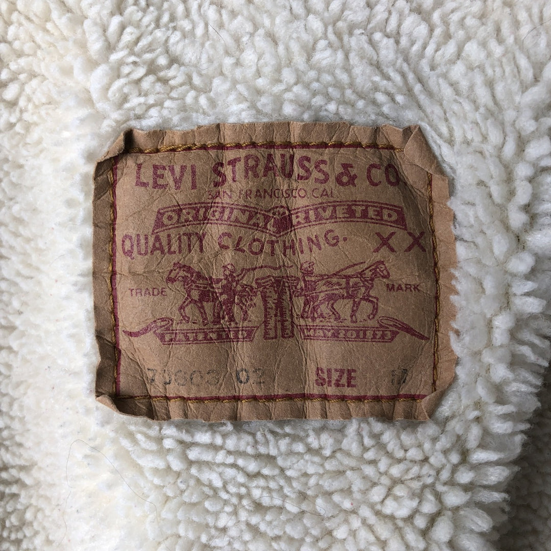 90'S Levi's 70603-0215 Euro Model Denim Boa Jacket, Made in Italy, Men's Size L, Vintage cotton blue type Vintage Second Hand