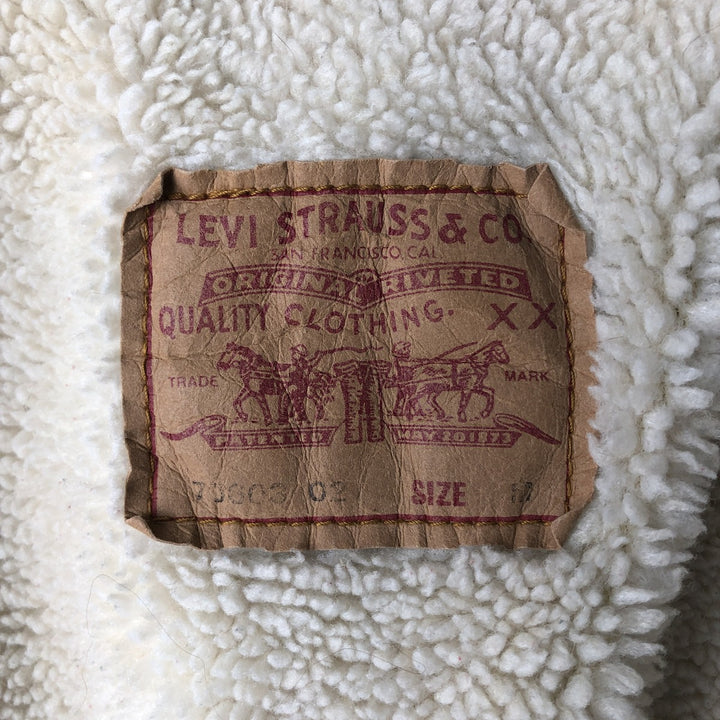 90'S Levi's 70603-0215 Euro Model Denim Boa Jacket, Made in Italy, Men's Size L, Vintage cotton blue type Vintage Second Hand