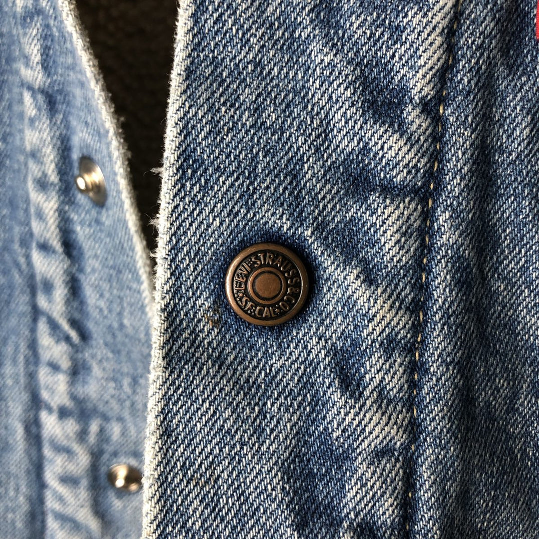 90'S Levi's 70603-0215 Euro Model Denim Boa Jacket, Made in Italy, Men's Size L, Vintage cotton blue type Vintage Second Hand