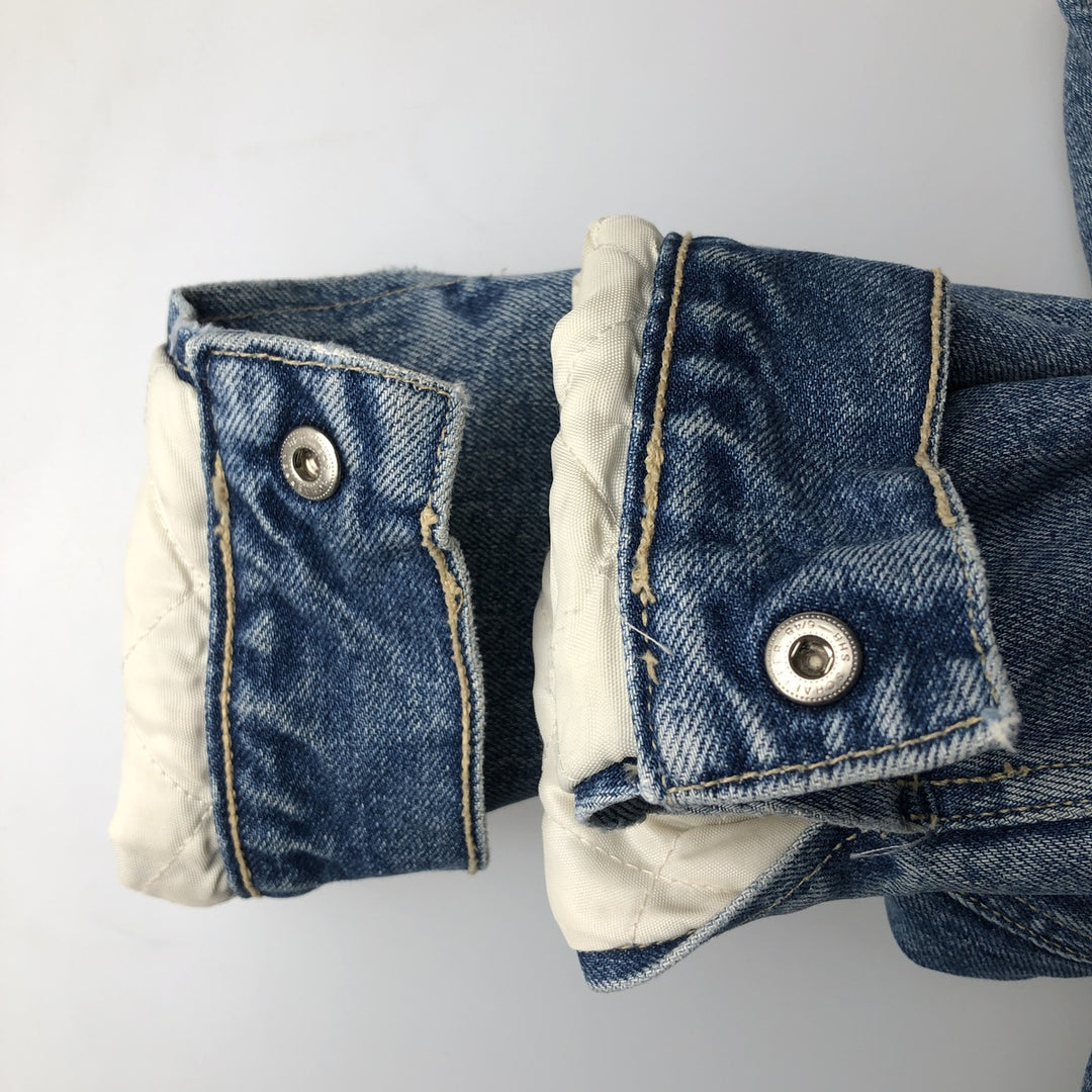 90'S Levi's 70603-0215 Euro Model Denim Boa Jacket, Made in Italy, Men's Size L, Vintage cotton blue type Vintage Second Hand