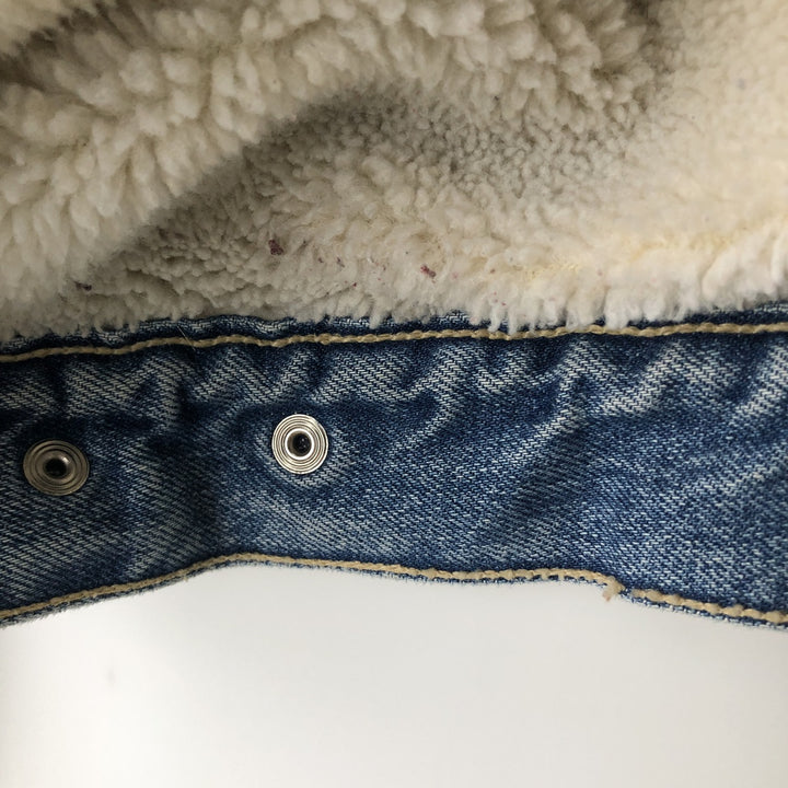 90'S Levi's 70603-0215 Euro Model Denim Boa Jacket, Made in Italy, Men's Size L, Vintage cotton blue type Vintage Second Hand