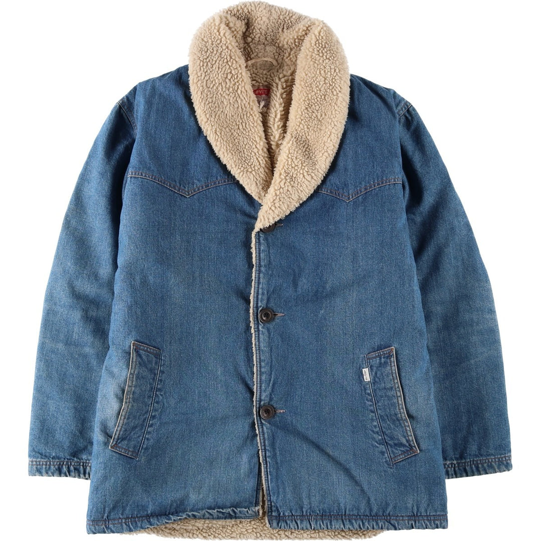 Levi's Shawl Collar Denim Boa Jacket, Made in Italy, Men's Size XL (Equivalent), Vintage polyester Blue type light blue Vintage Second Hand
