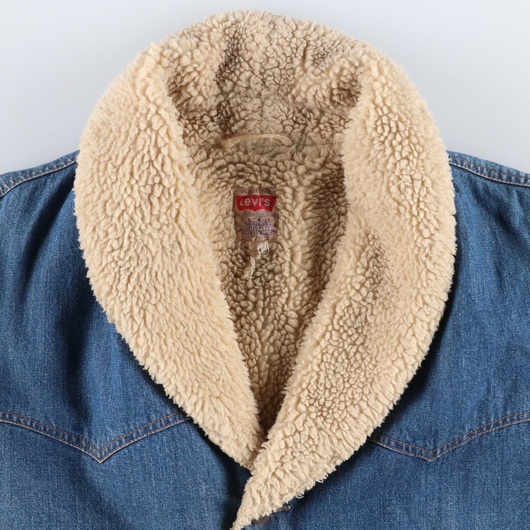 Levi's Shawl Collar Denim Boa Jacket, Made in Italy, Men's Size XL (Equivalent), Vintage polyester Blue type light blue Vintage Second Hand