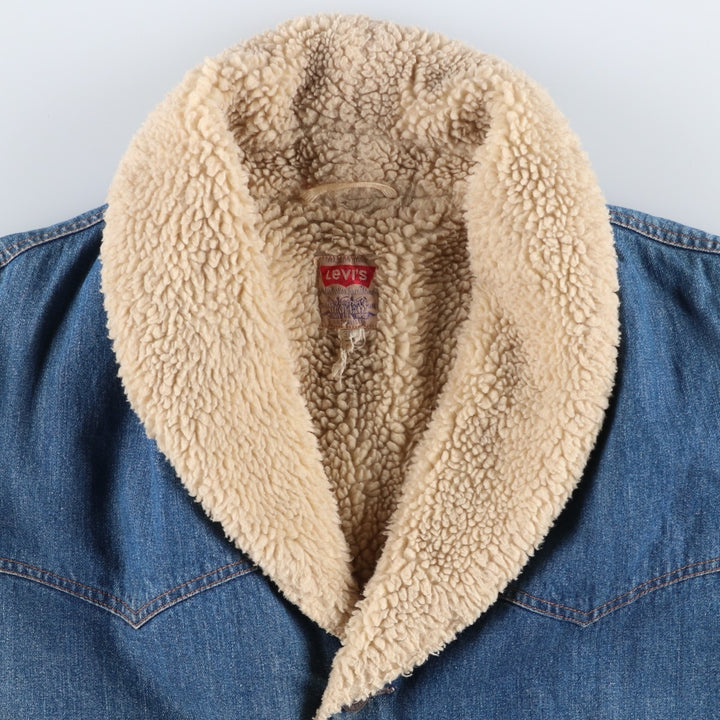 Levi's Shawl Collar Denim Boa Jacket, Made in Italy, Men's Size XL (Equivalent), Vintage polyester Blue type light blue Vintage Second Hand
