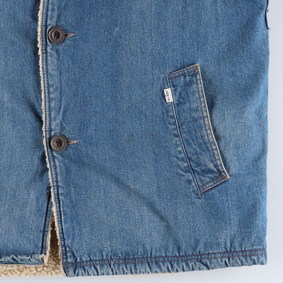 Levi's Shawl Collar Denim Boa Jacket, Made in Italy, Men's Size XL (Equivalent), Vintage polyester Blue type light blue Vintage Second Hand