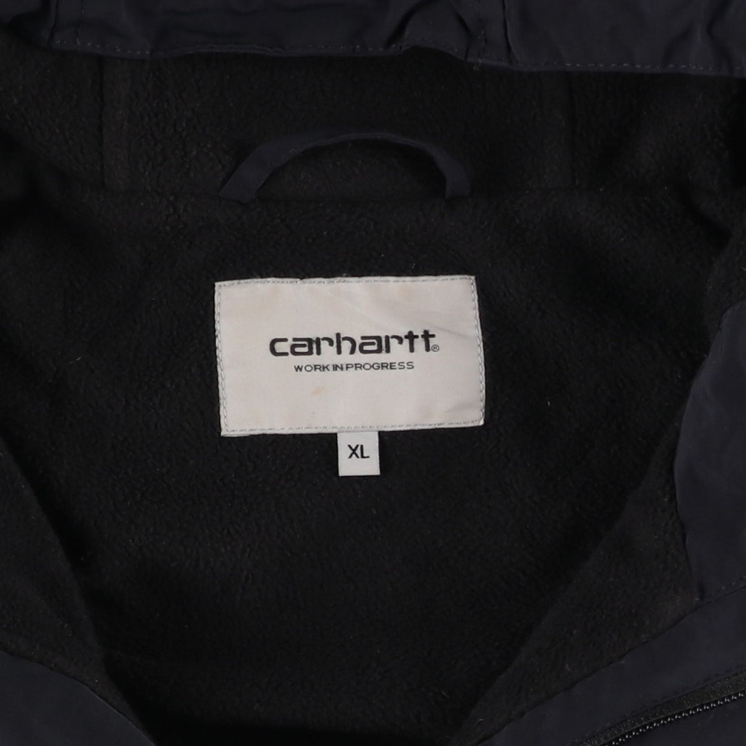 Carhartt WORK IN PROGRESS Hooded Half-Zip Padded Jacket Puffer Jacket Men's XL (approx.) Nylon black type Vintage Second Hand
