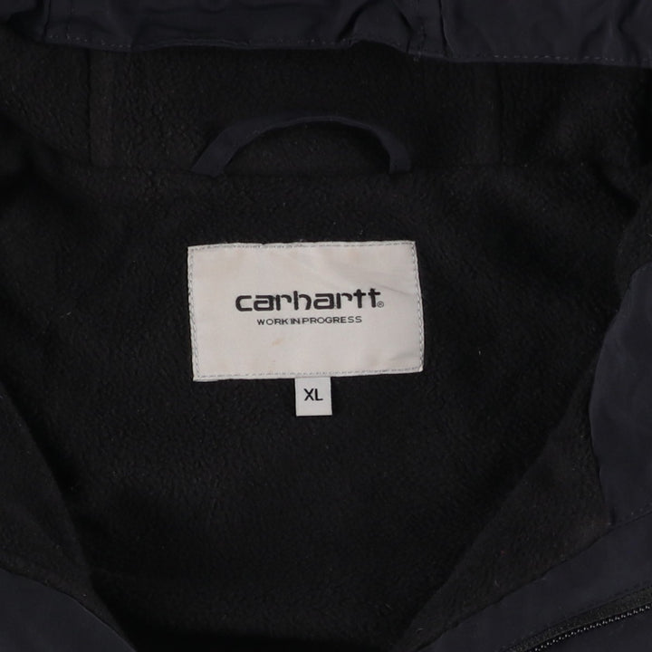 Carhartt WORK IN PROGRESS Hooded Half-Zip Padded Jacket Puffer Jacket Men's XL (approx.) Nylon black type Vintage Second Hand