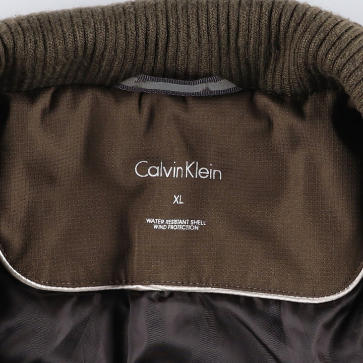 Calvin Klein padded puffer jacket, men's size XL polyester Khaki type Vintage Second Hand