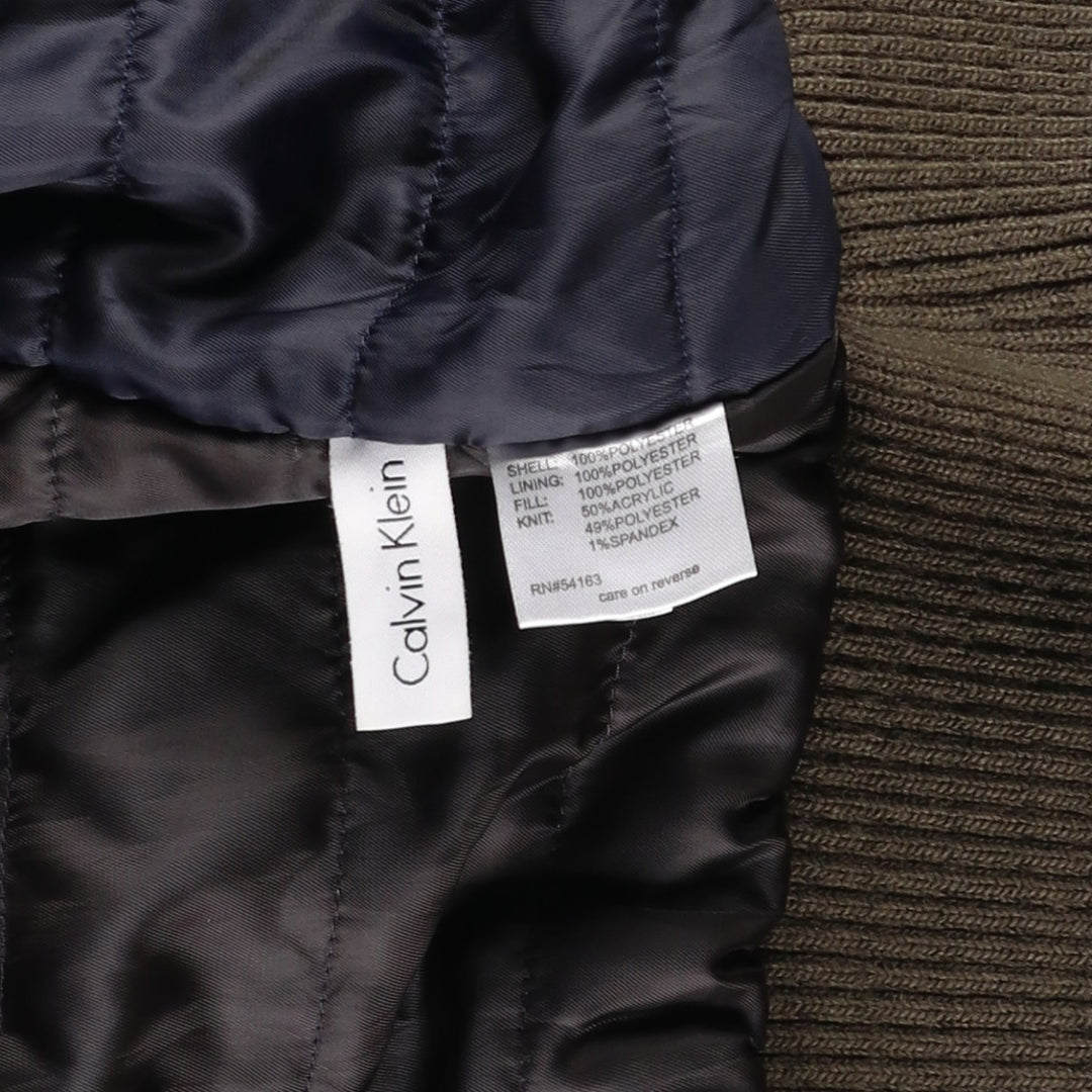 Calvin Klein padded puffer jacket, men's size XL polyester Khaki type Vintage Second Hand