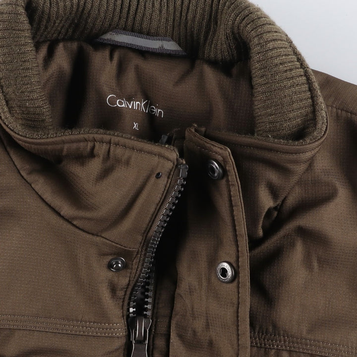 Calvin Klein padded puffer jacket, men's size XL polyester Khaki type Vintage Second Hand