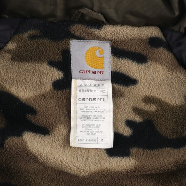 Carhartt padded puffer jacket, men's size M Nylon Khaki type Vintage Second Hand