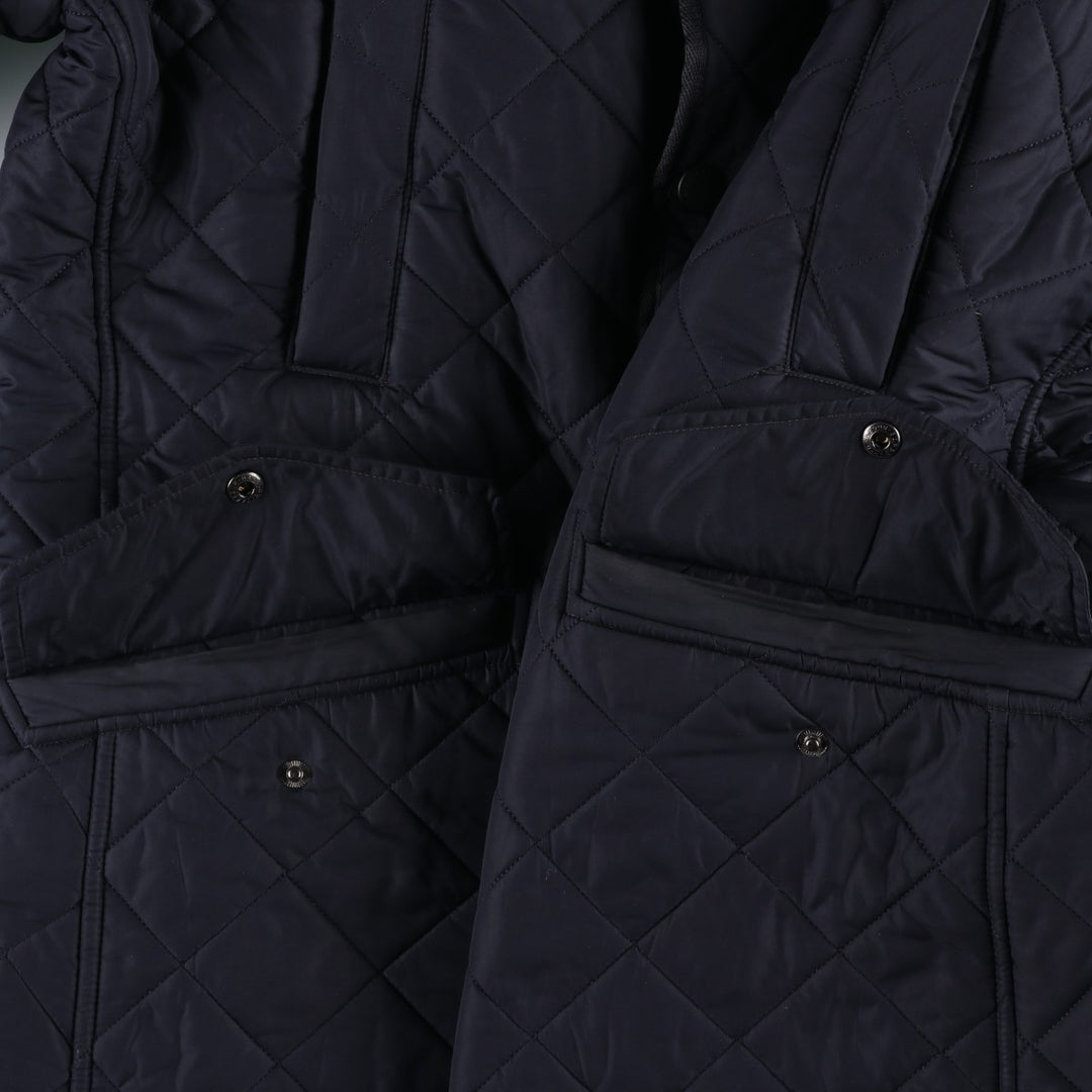 2000'S Barbour BARDON 3-Warrant Quilted Puffer Jacket, Men's Size L (approx.) polyester navy blue type Vintage Second Hand