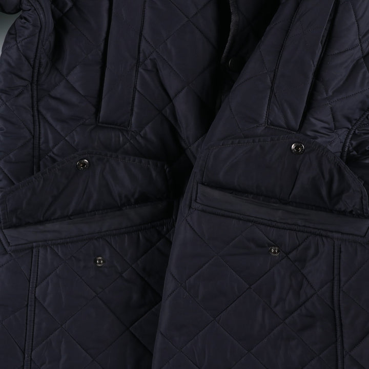 2000'S Barbour BARDON 3-Warrant Quilted Puffer Jacket, Men's Size L (approx.) polyester navy blue type Vintage Second Hand