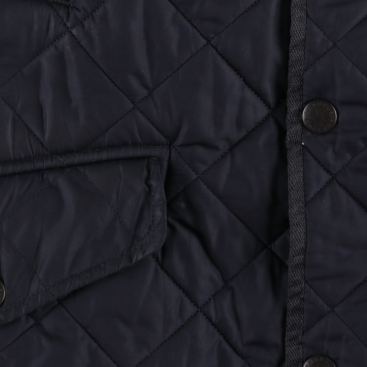 2000'S Barbour BARDON 3-Warrant Quilted Puffer Jacket, Men's Size L (approx.) polyester navy blue type Vintage Second Hand