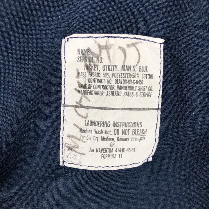 1980'S US Navy Military Utility Jacket, Made in USA, Size 50L (equivalent to Men's XL), Vintage polyester navy blue type Vintage Second Hand
