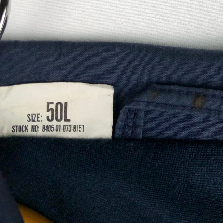 1980'S US Navy Military Utility Jacket, Made in USA, Size 50L (equivalent to Men's XL), Vintage polyester navy blue type Vintage Second Hand