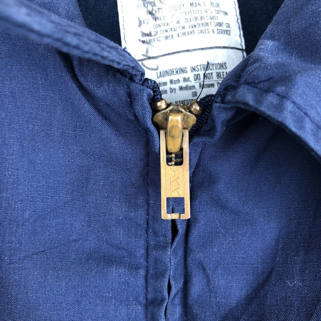 1980'S US Navy Military Utility Jacket, Made in USA, Size 50L (equivalent to Men's XL), Vintage polyester navy blue type Vintage Second Hand