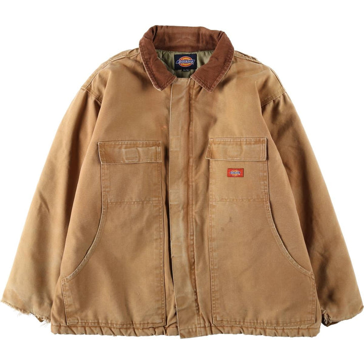 Dickies Traditional Coat-Type Padded Duck Work Jacket, Men's Size XL (approx.) unclear ocher yellow type Vintage Second Hand