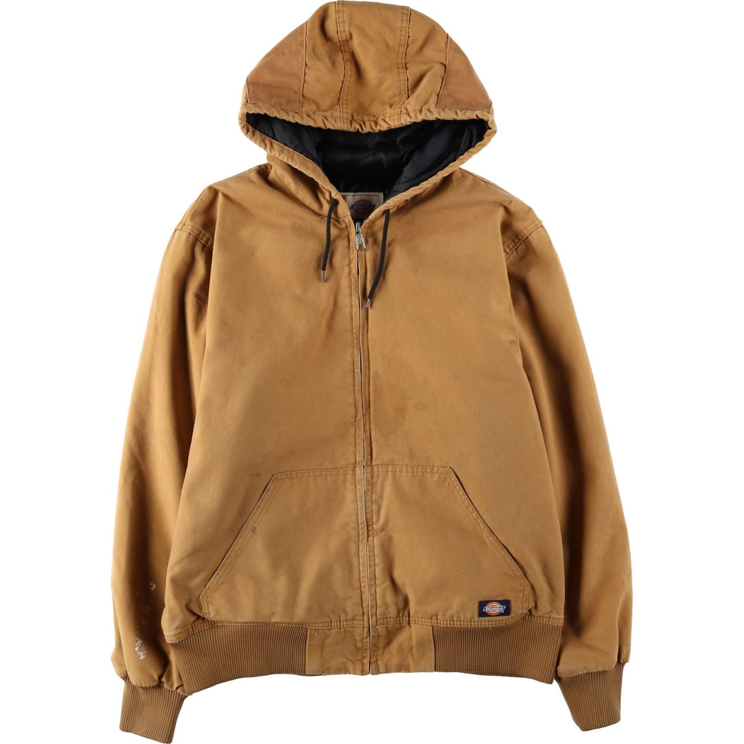Dickies A LEGEND IN WORK Active Jacket Type, Padded Duck Full-Zip Hoodie, Men's Size L (approx.) cotton ocher yellow type Vintage Second Hand