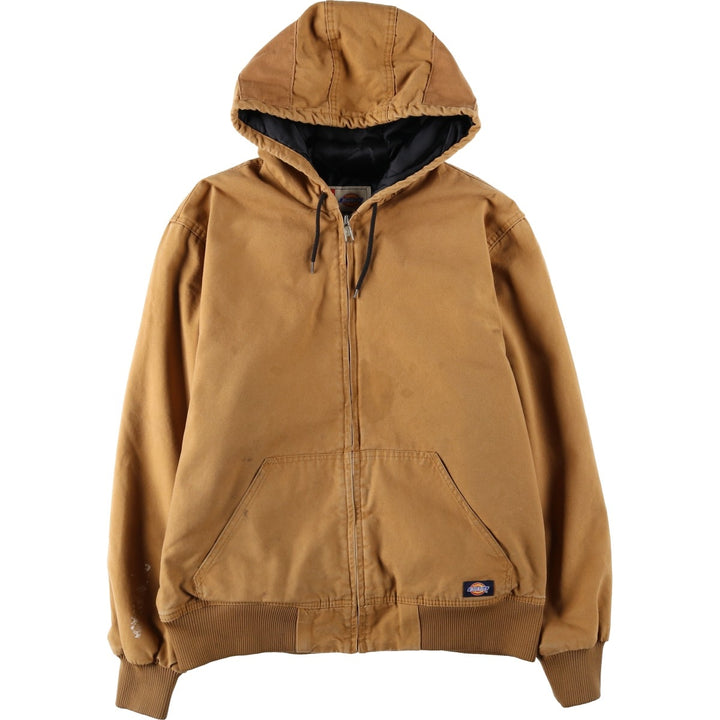 Dickies A LEGEND IN WORK Active Jacket Type, Padded Duck Full-Zip Hoodie, Men's Size L (approx.) cotton ocher yellow type Vintage Second Hand