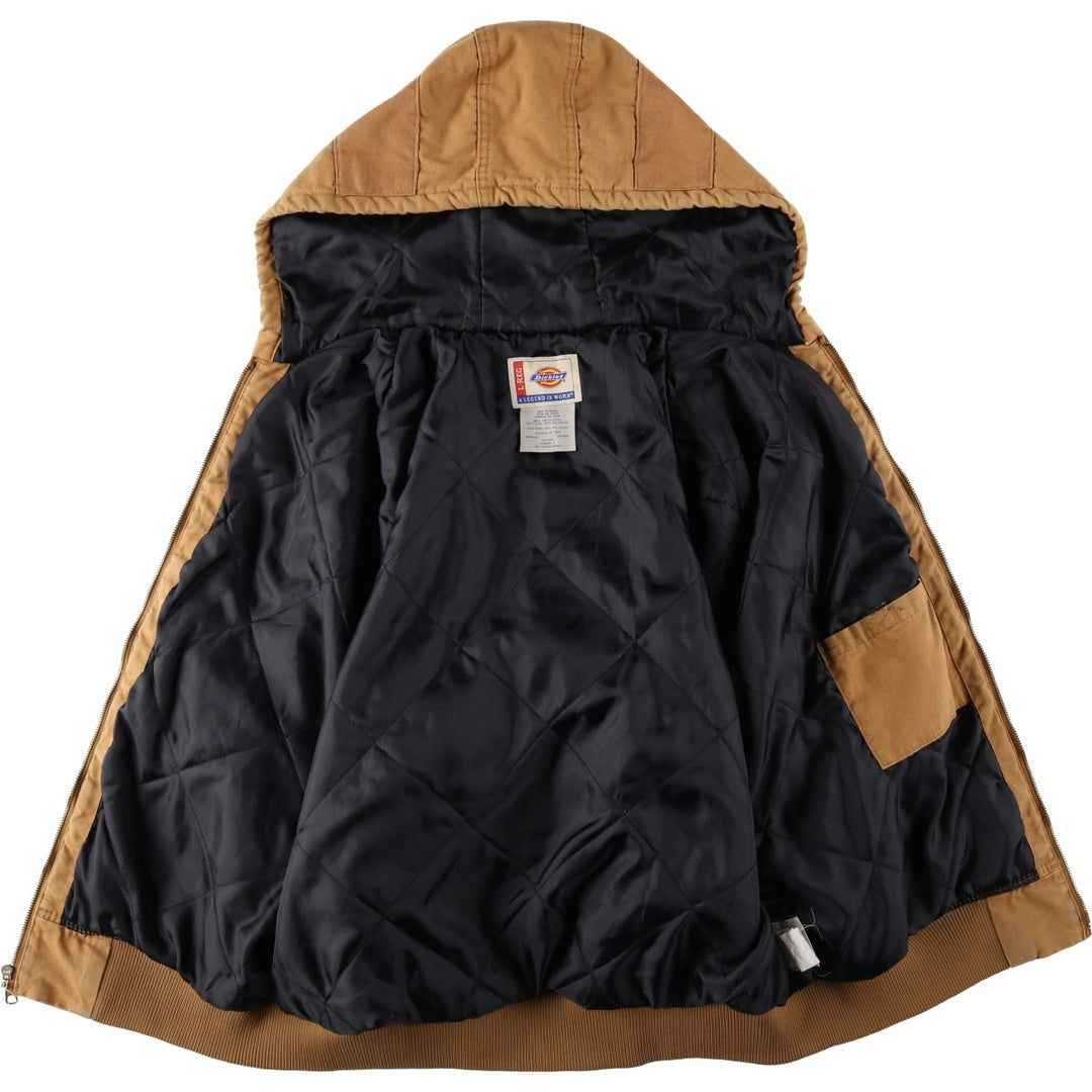Dickies A LEGEND IN WORK Active Jacket Type, Padded Duck Full-Zip Hoodie, Men's Size L (approx.) cotton ocher yellow type Vintage Second Hand