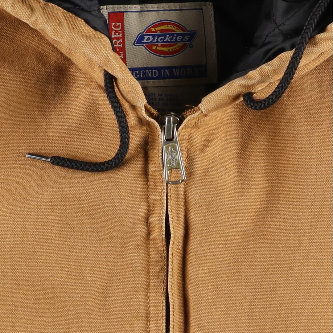 Dickies A LEGEND IN WORK Active Jacket Type, Padded Duck Full-Zip Hoodie, Men's Size L (approx.) cotton ocher yellow type Vintage Second Hand
