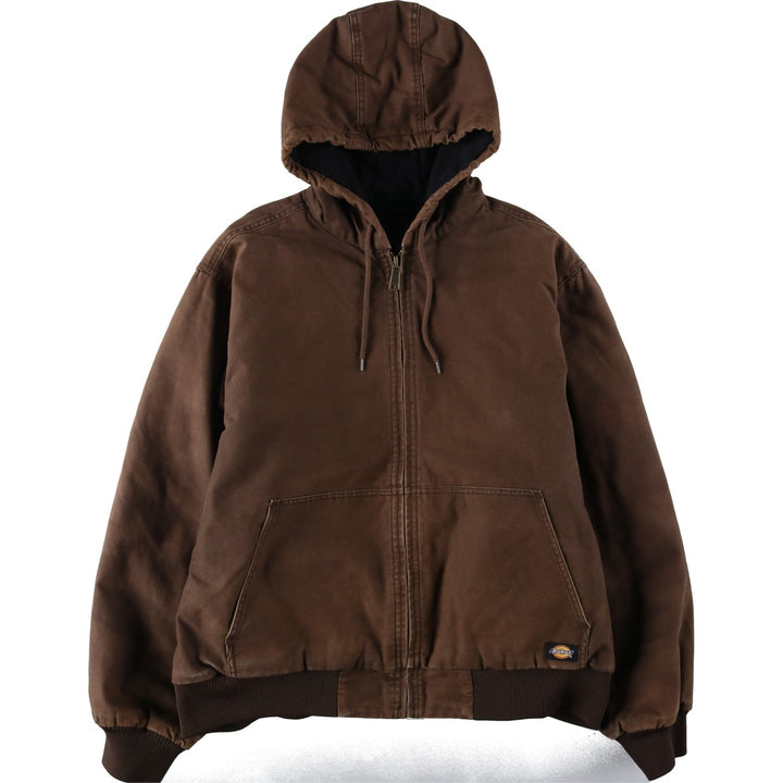 Dickies Active Jacket Type Padded Duck Full Zip Hoodie, Men's XL cotton brown type Vintage Second Hand