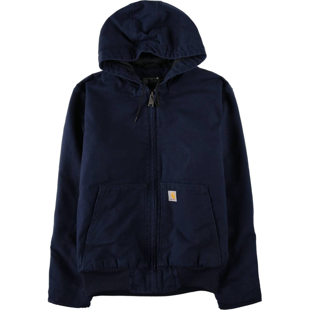 Carhartt Loose Fit Active Jacket, Padded, Duck Full-Zip Hoodie, Men's Size M (approx.) cotton navy blue type Vintage Second Hand